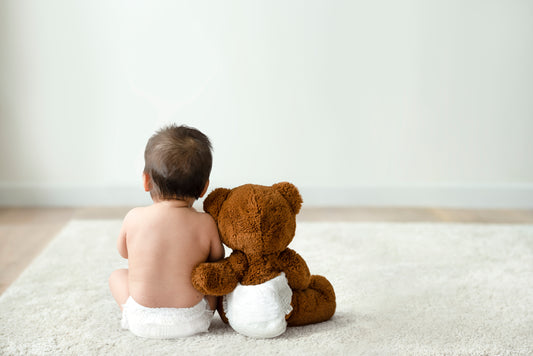 Baby with his best teddy buddy