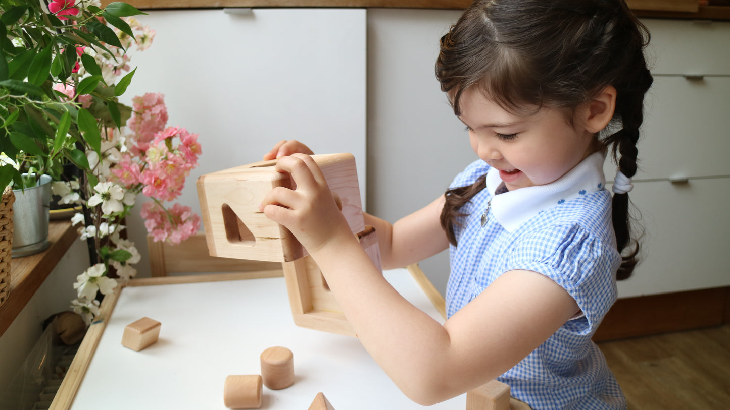 CUBOS-lite (100% Natural,Shape Sorter,Heirloom Quality, Hardwood, Made in Canada)