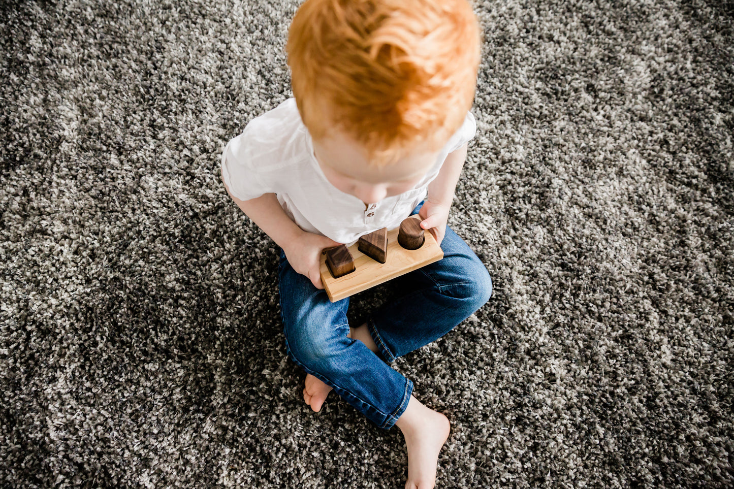 CUBOS-BASIC with Walnut inserts (100% Natural,Shape Sorter,Hardwood, Made in Canada)