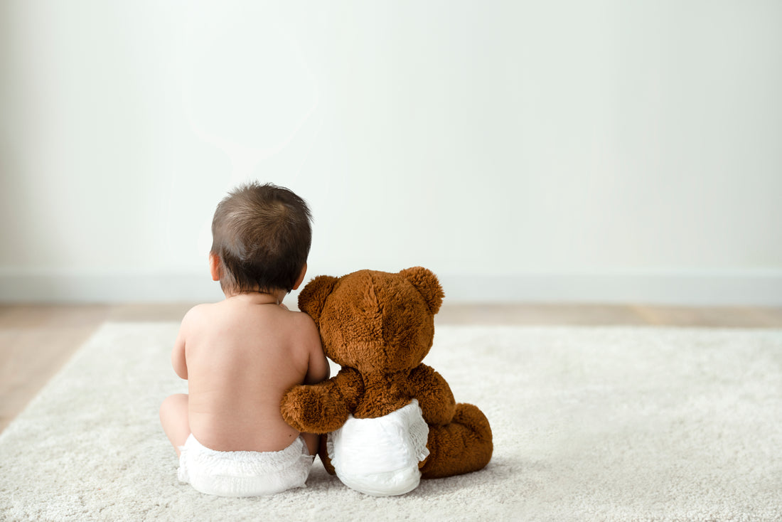 Baby with his best teddy buddy
