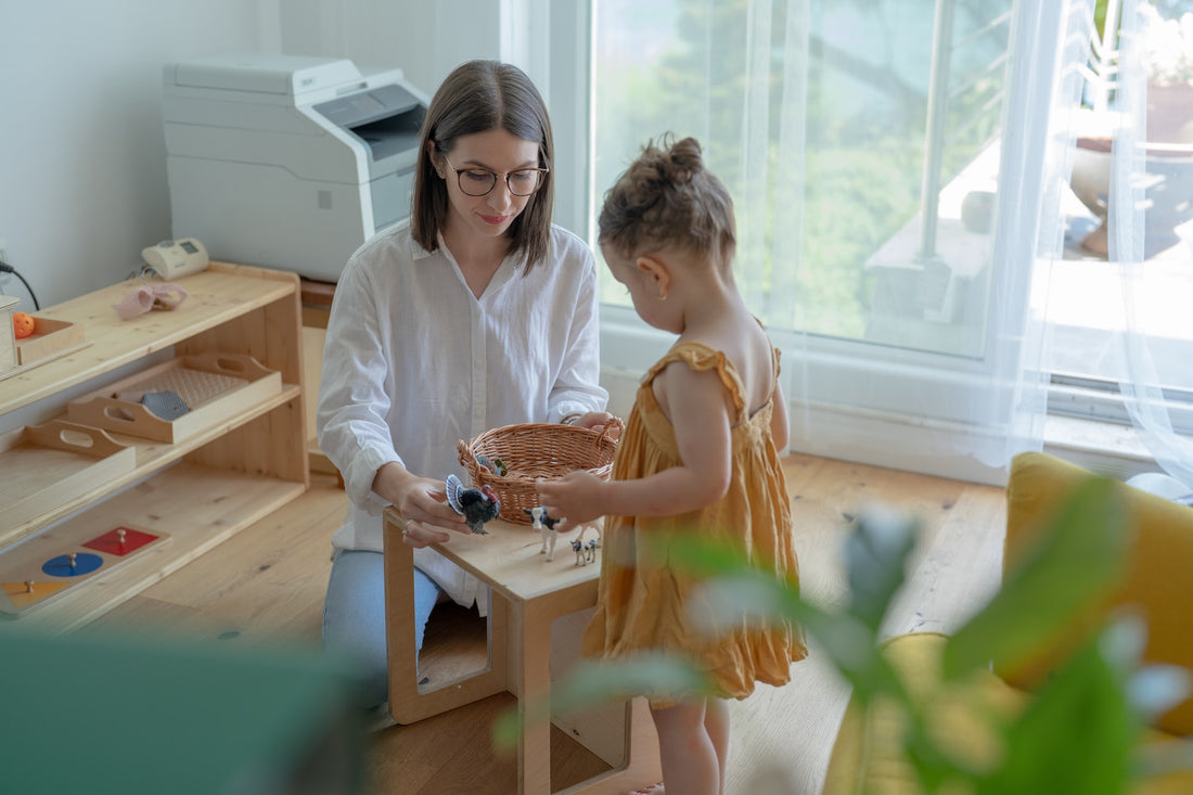 Mother playing with daughter
