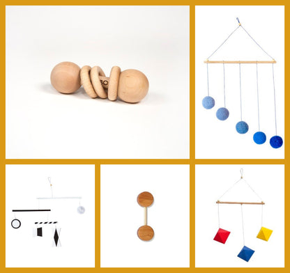 Montessori Permanence Box - A wooden box with a sliding lid and a cutout hole, designed to introduce the concept of object permanence to children in Montessori education. Encourages fine motor skills, problem-solving, and cognitive development 0-3M