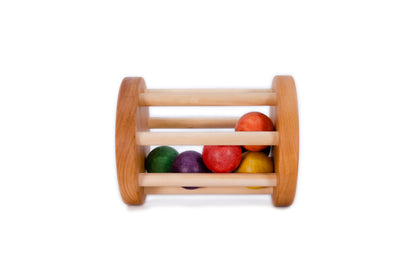 Color balls cylinder with 7 rainbow colors - Red, Orange, Yellow, Green, Blue, Indigo, Purple The round base plates are made with Maple, the dowels are birch hardwood. The colors are Zuelch water base stain from Germany, clear coat is also by Zuelch.