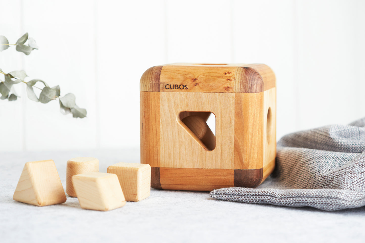 CUBOS with Walnut inserts (100% Natural,Shape Sorter,Heirloom Quality, Hardwood, Made in Canada)