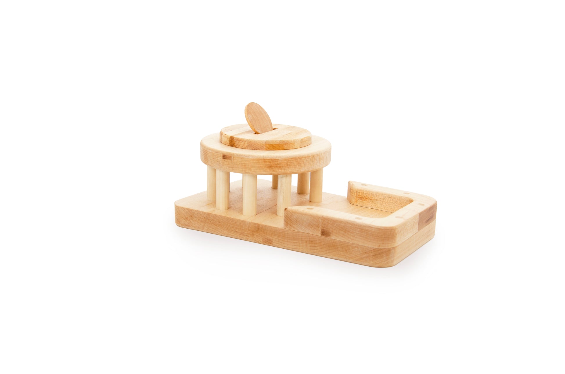 Montessori Permanence Box - A wooden box with a sliding lid and a cutout hole, designed to introduce the concept of object permanence to children in Montessori education. Encourages fine motor skills, problem-solving, and cognitive development