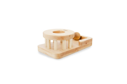 Montessori Permanence Box - A wooden box with a sliding lid and a cutout hole, designed to introduce the concept of object permanence to children in Montessori education. Encourages fine motor skills, problem-solving, and cognitive development
